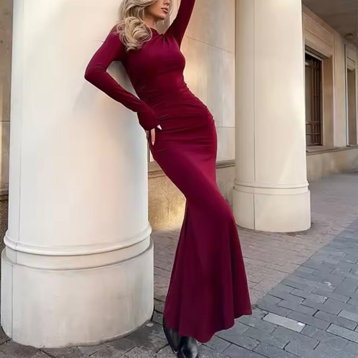Slim fit elastic fishtail dress for autumn