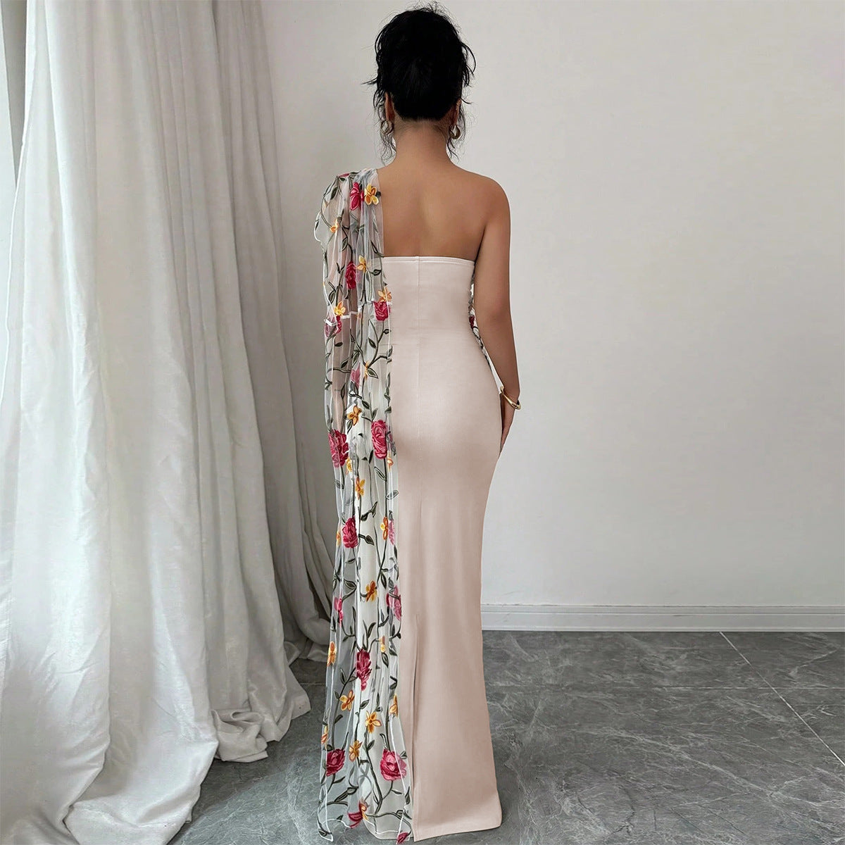 Tailored backless contrasting strapless dress for women