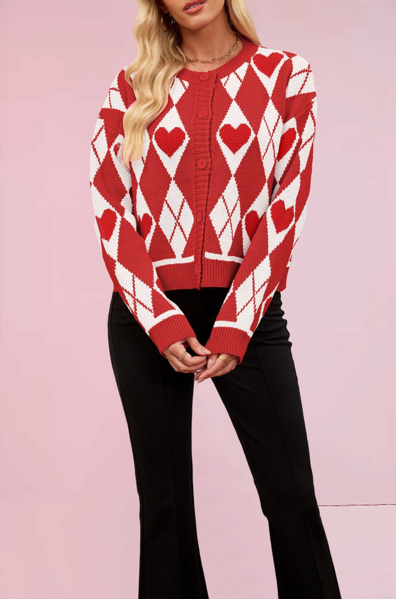 Winter Valentine's Day sweater cardigan love knit sweater jacket