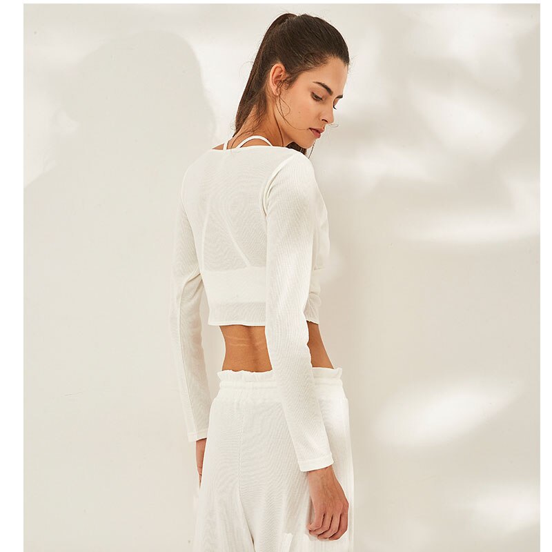 Women Long Sleeves Yoga Crop Top Ribbed Female Breathable Sport T Shirt Workout Fitness shirt Gym top Running Sweater clothes