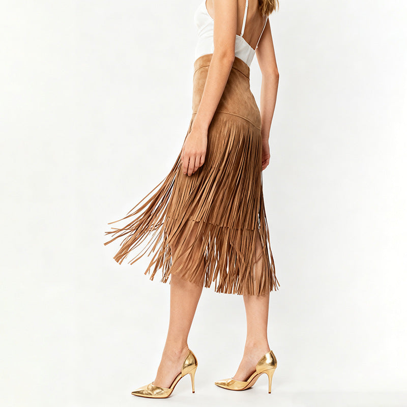 Solid color long skirt
