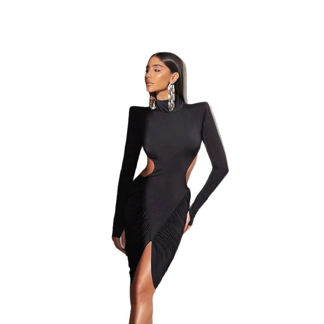 High-Neck Hip-Hug Dress