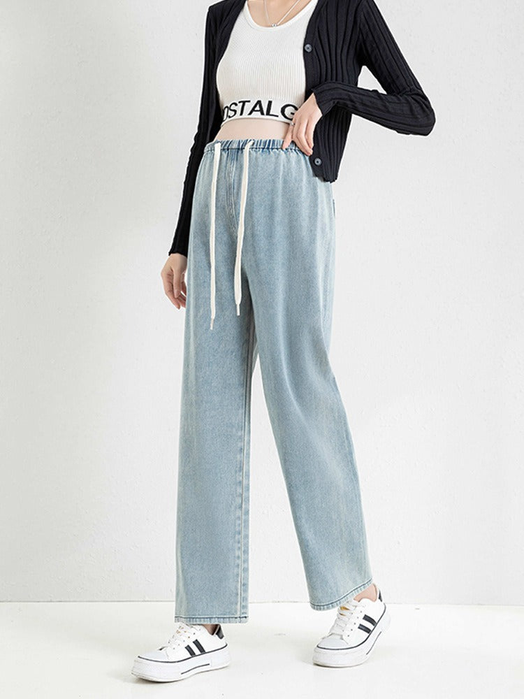 Pregnant women's pants for spring and summer outerwear, loose cropped stretch free jeans, loose and slimming wide leg pants