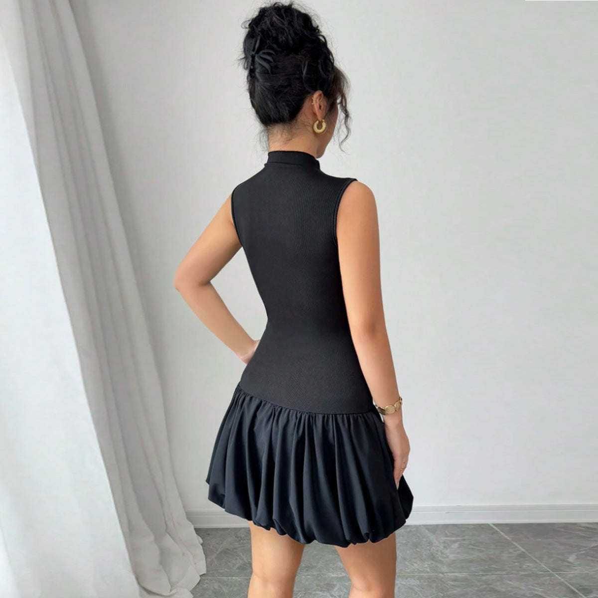 Color blocking three-dimensional decorative dress