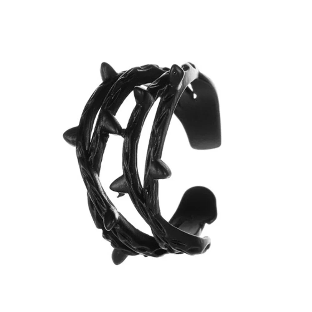 Trend Multi Layer Branch Cross Leaf Ring Women Simple Retro Black Open Resizable Finger Ring Anillo Acero Inoxidable Mujer Bague