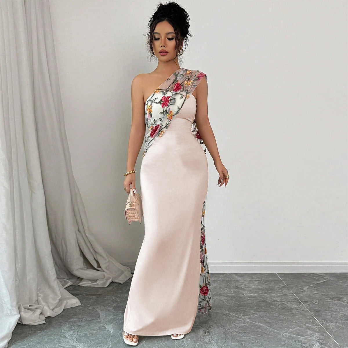 Tailored backless contrasting strapless dress for women