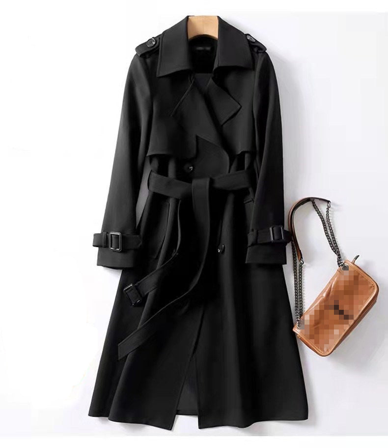 Chic Mid-Length Trench Coat  Oversized Petite-Friendly Knee-Length Outerwear