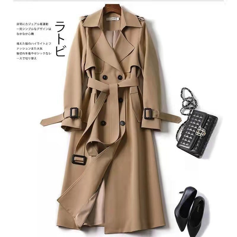 Chic Mid-Length Trench Coat  Oversized Petite-Friendly Knee-Length Outerwear