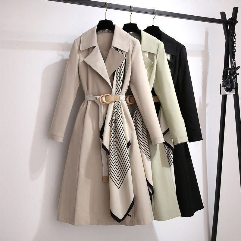 Chic Autumn/Winter Women's Longline Slim Fit Trench Coat Fashionable and Youthful Look Oversized Size Outerwear