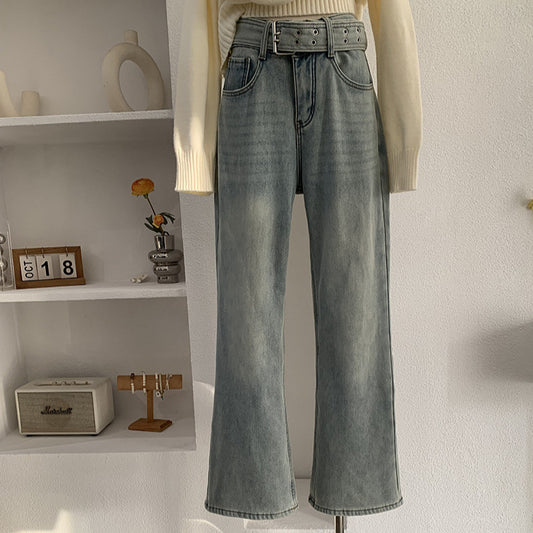 Pattern Type Solid Color  Style Straight Leg  Material Denim  Waistline High Waist  Closure Type Zippe Clothing Jeans