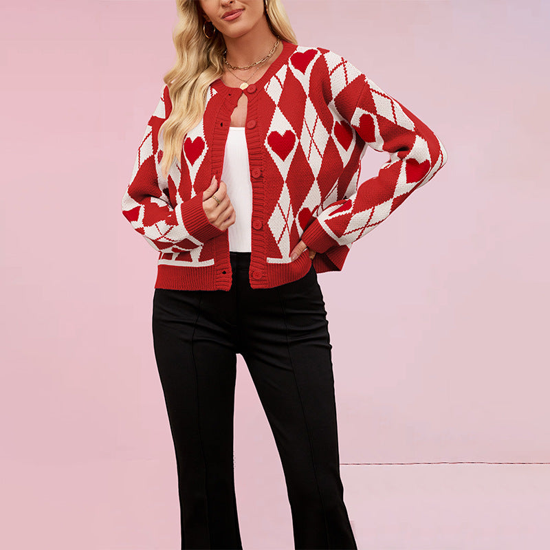 Winter Valentine's Day sweater cardigan love knit sweater jacket