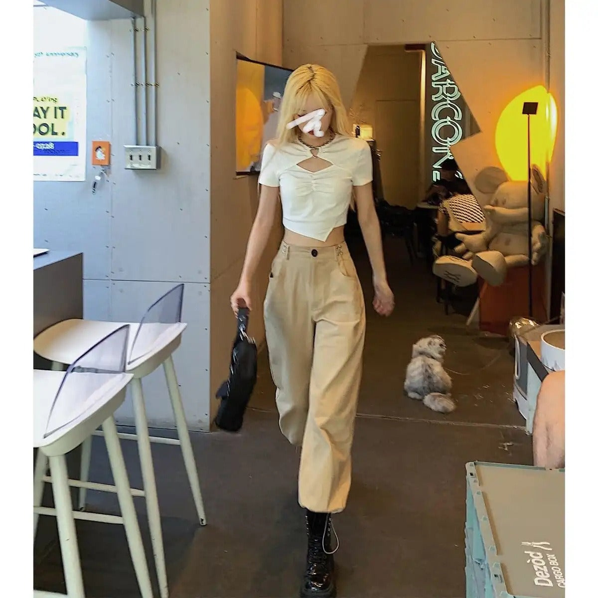 New Korean Cut Out Short Sleeve T-Shirt for Female Summer Hot Girls Sexy Slim Design Sense Versatile Short Crop Top
