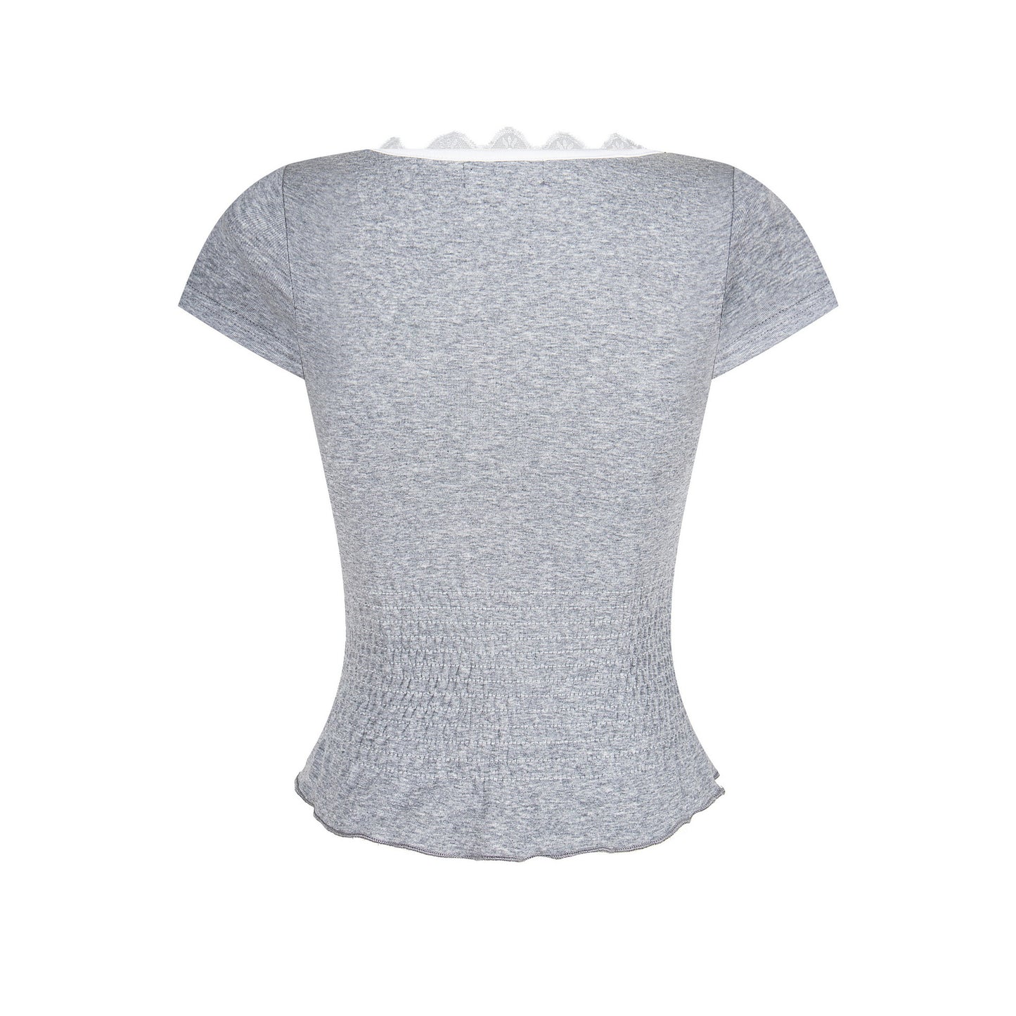Women's V-Neck Lace Short Sleeve Crop Top