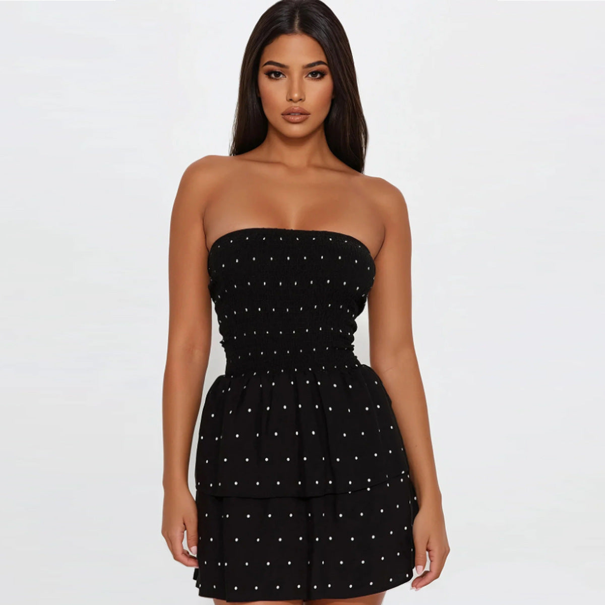 Backless printed strapless dress for women