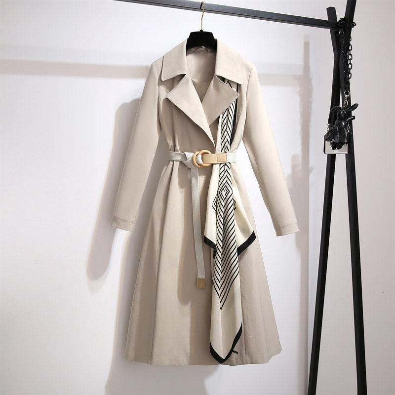 Chic Autumn/Winter Women's Longline Slim Fit Trench Coat Fashionable and Youthful Look Oversized Size Outerwear