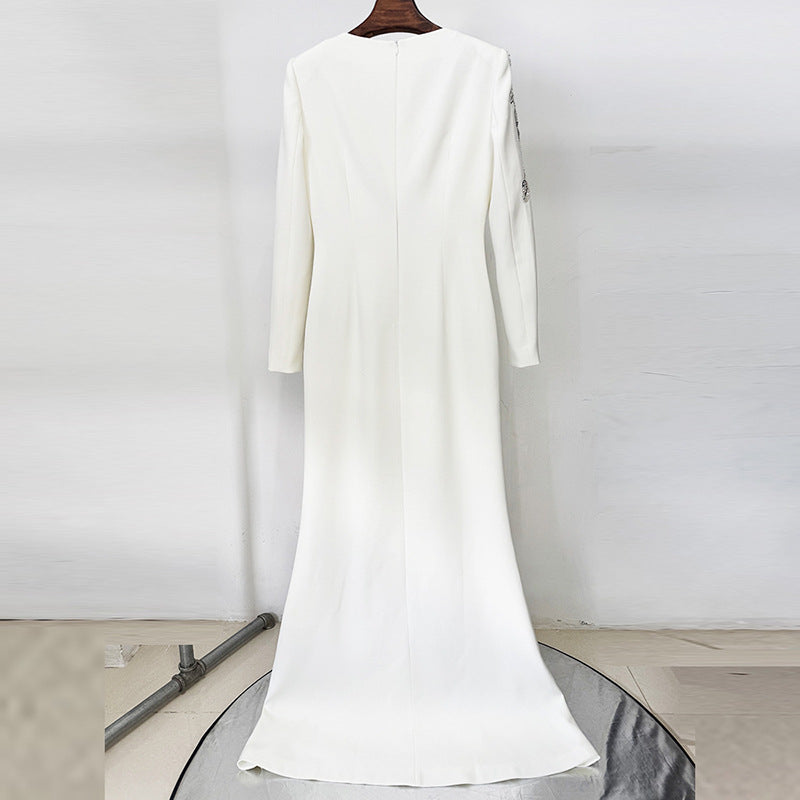 Embroidered and Beaded Long Dress