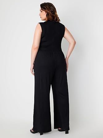 Wide Leg Sleeveless Jumpsuit for Women Round neck sleeveless slim fit long casual jumpsuit for women