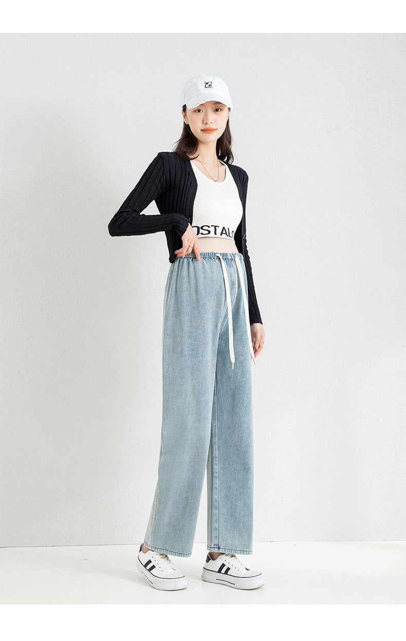 Pregnant women's pants for spring and summer outerwear, loose cropped stretch free jeans, loose and slimming wide leg pants