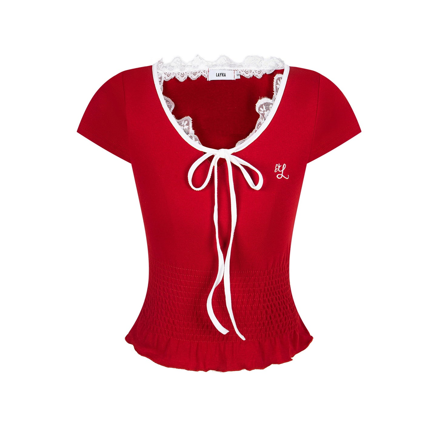 Women's V-Neck Lace Short Sleeve Crop Top