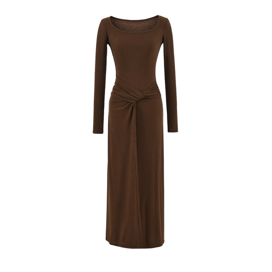 Slim fit square neck long sleeved dress
