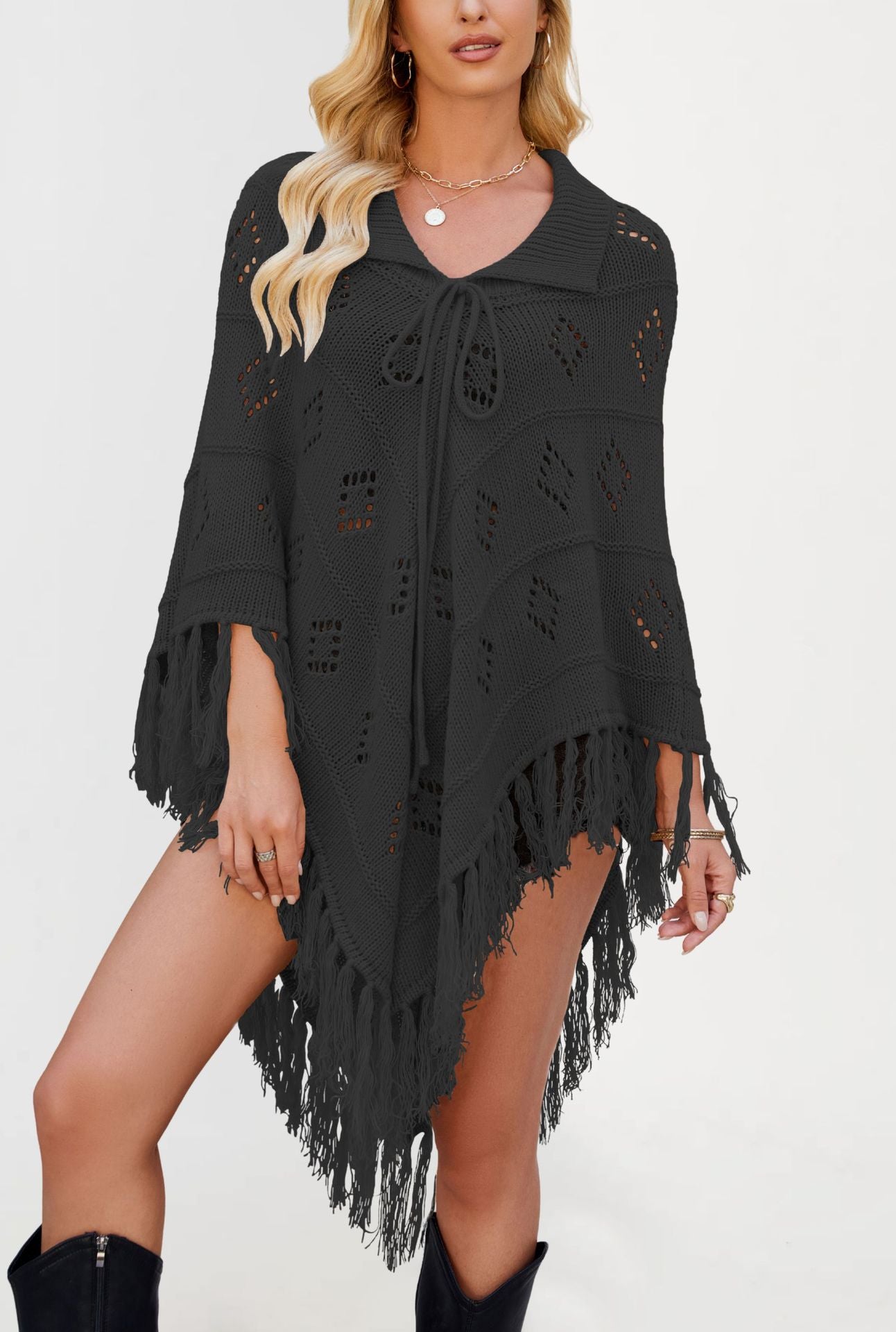 Women's shawl tassel knit autumn and winter
