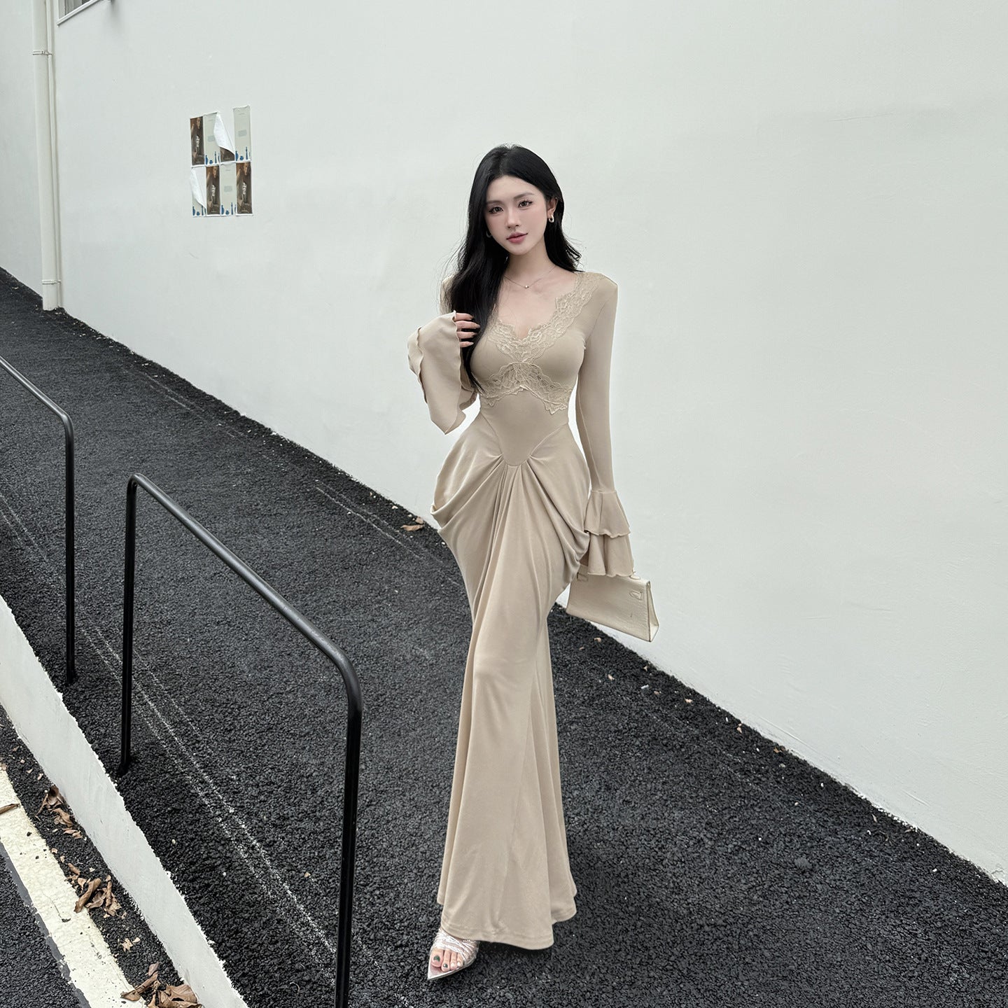 V-Neck Luxe Waist Dress
