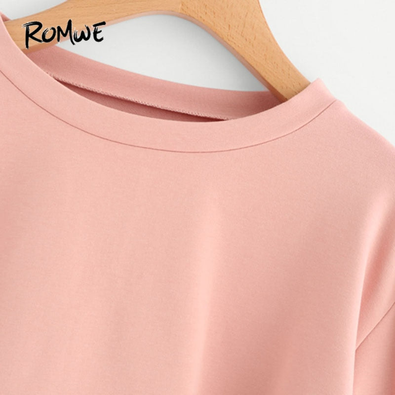 Eyelet Lace Up Sleeve Crop Sweatshirt Autumn Pink Round Neck Cute Pullovers Women Long Sleeve Casual Sweatshirt