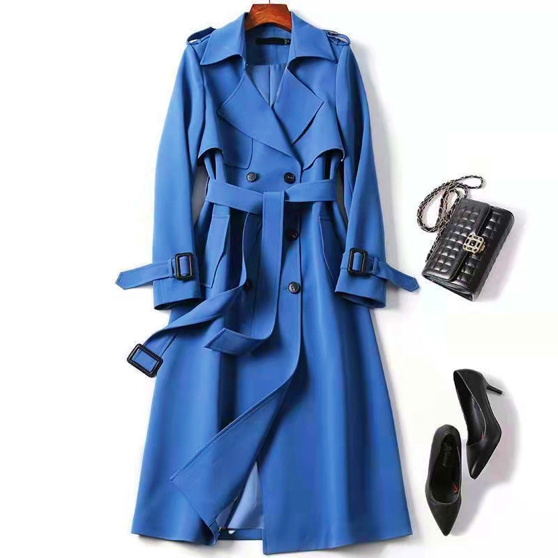 Chic Mid-Length Trench Coat  Oversized Petite-Friendly Knee-Length Outerwear