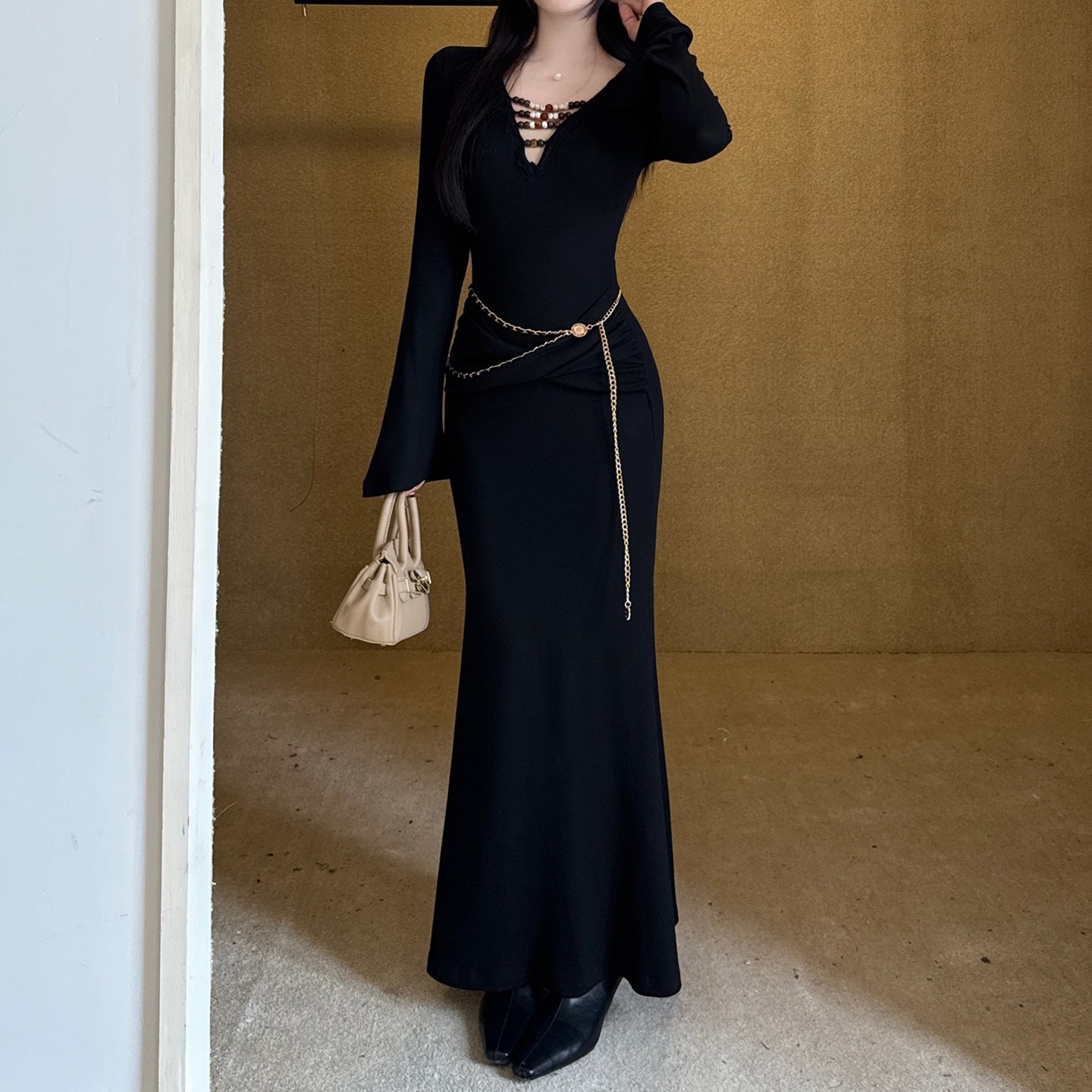 Beaded V-Neck Allure Dress