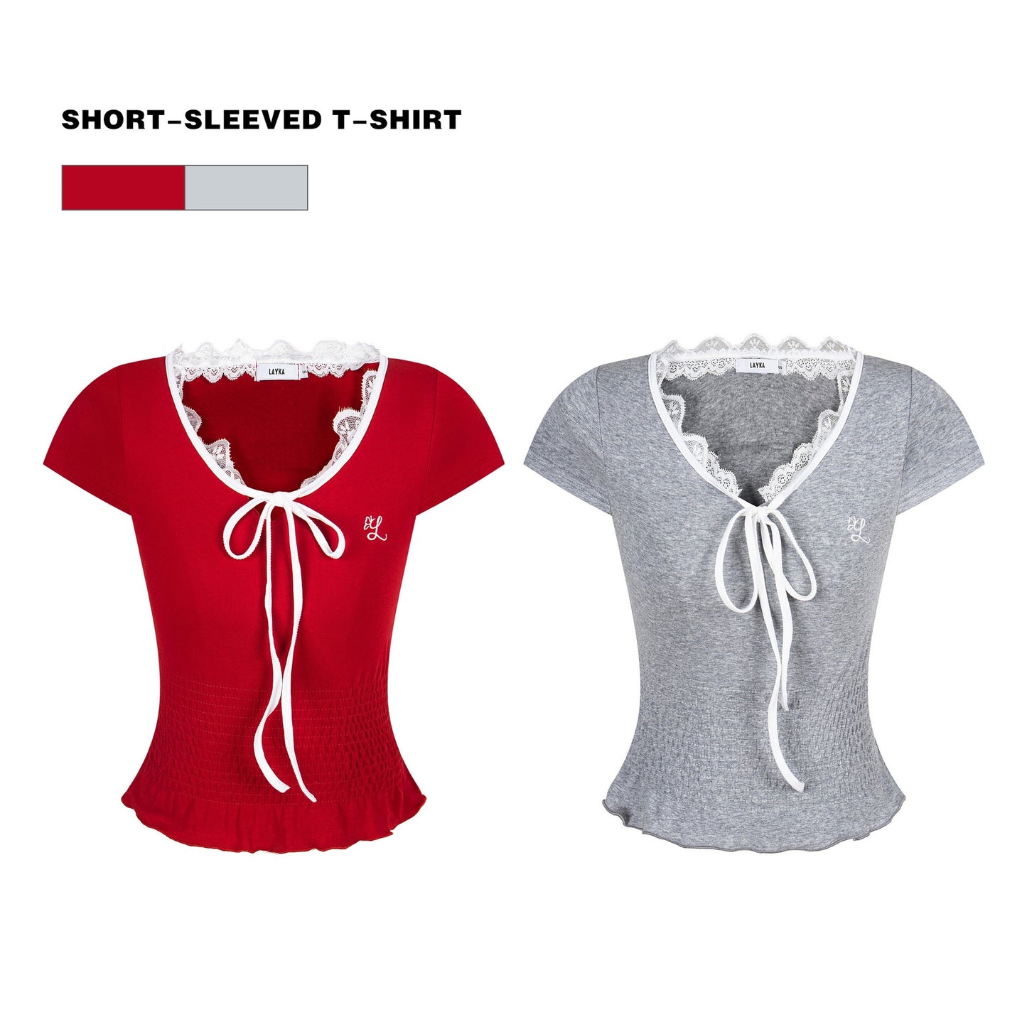 Women's V-Neck Lace Short Sleeve Crop Top