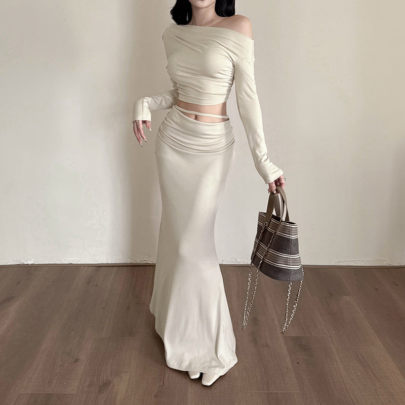 Slanted Shoulder Waist Set
