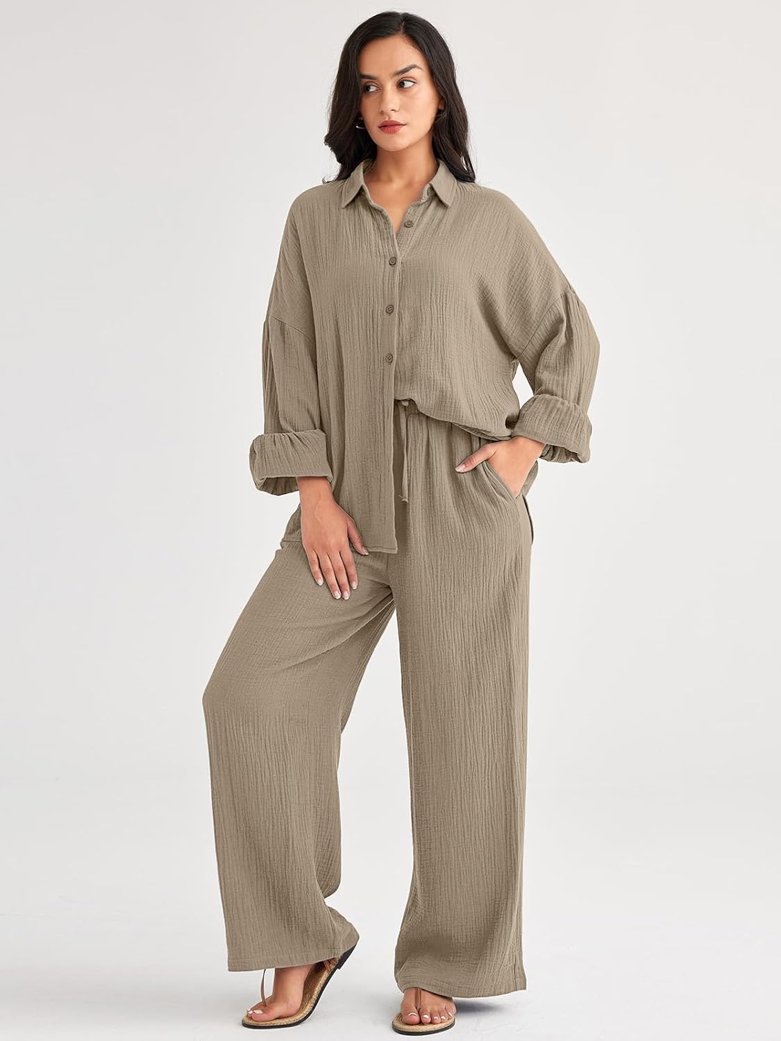AUTOMET Womens 2 Piece 2024 Spring Clothes Fashion Outfits Two Piece Matching Wide Leg Palazzo Pants Sets Tracksuit Clothes