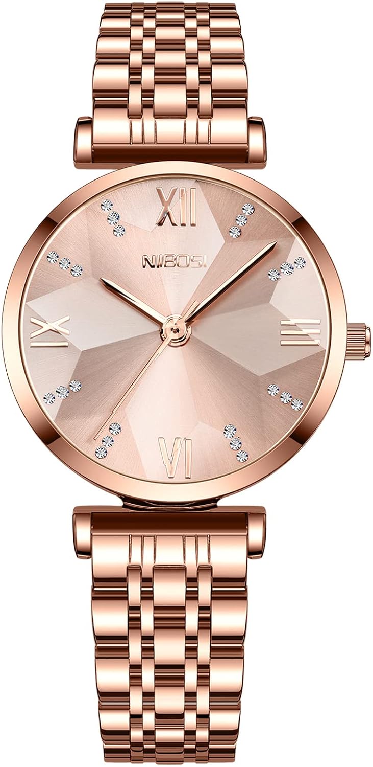 NIBOSI Watches For Women Analog Rose Gold Women's Watches for Girls&Miss&Ladies Diamond Studded with Stylish Watches Waterproof