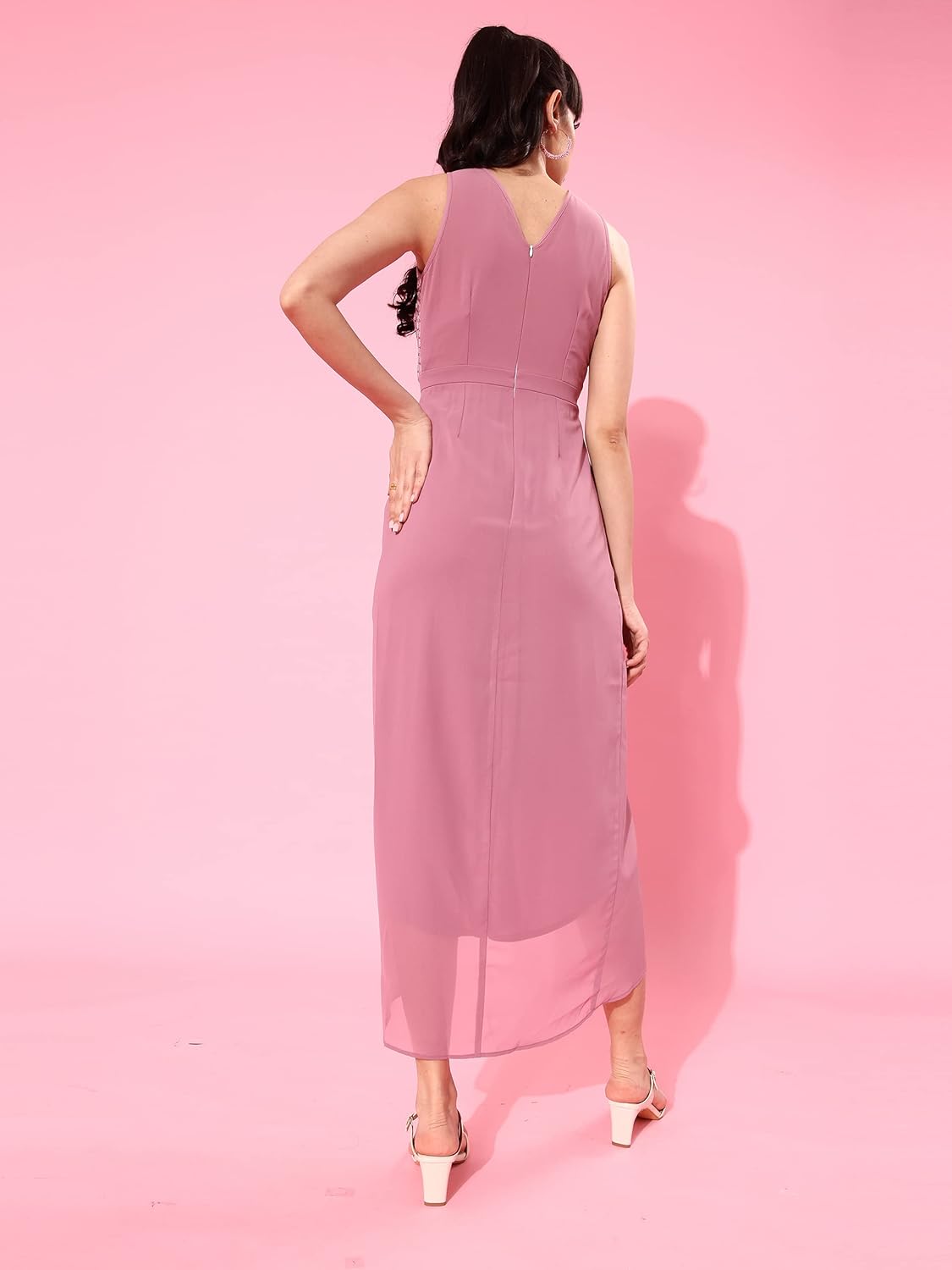 Miss Olive Women's Round Neck Sleeveless Embellished Midi Dress (MOSS22D13-65-261-05)