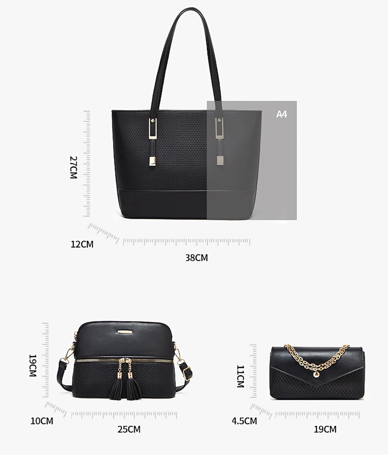 Women Fashion Handbags Wallet Tote Bag Shoulder Bag Satchel Purse Top Handle Set