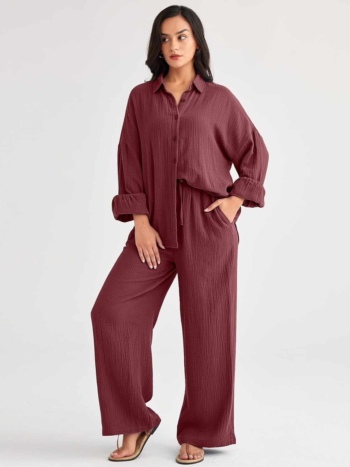 AUTOMET Womens 2 Piece 2024 Spring Clothes Fashion Outfits Two Piece Matching Wide Leg Palazzo Pants Sets Tracksuit Clothes