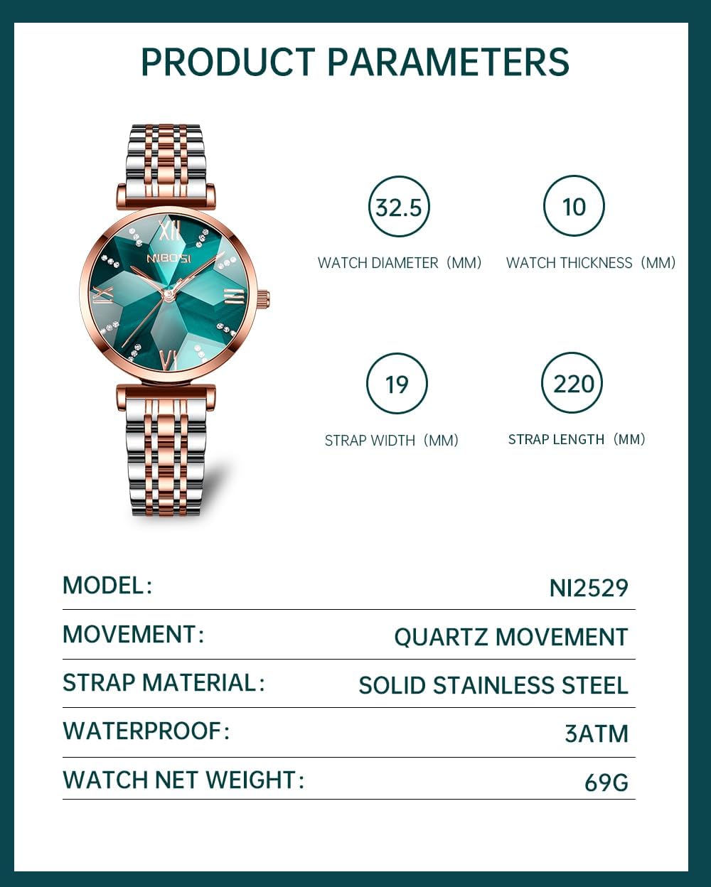 NIBOSI Watches For Women Analog Rose Gold Women's Watches for Girls&Miss&Ladies Diamond Studded with Stylish Watches Waterproof
