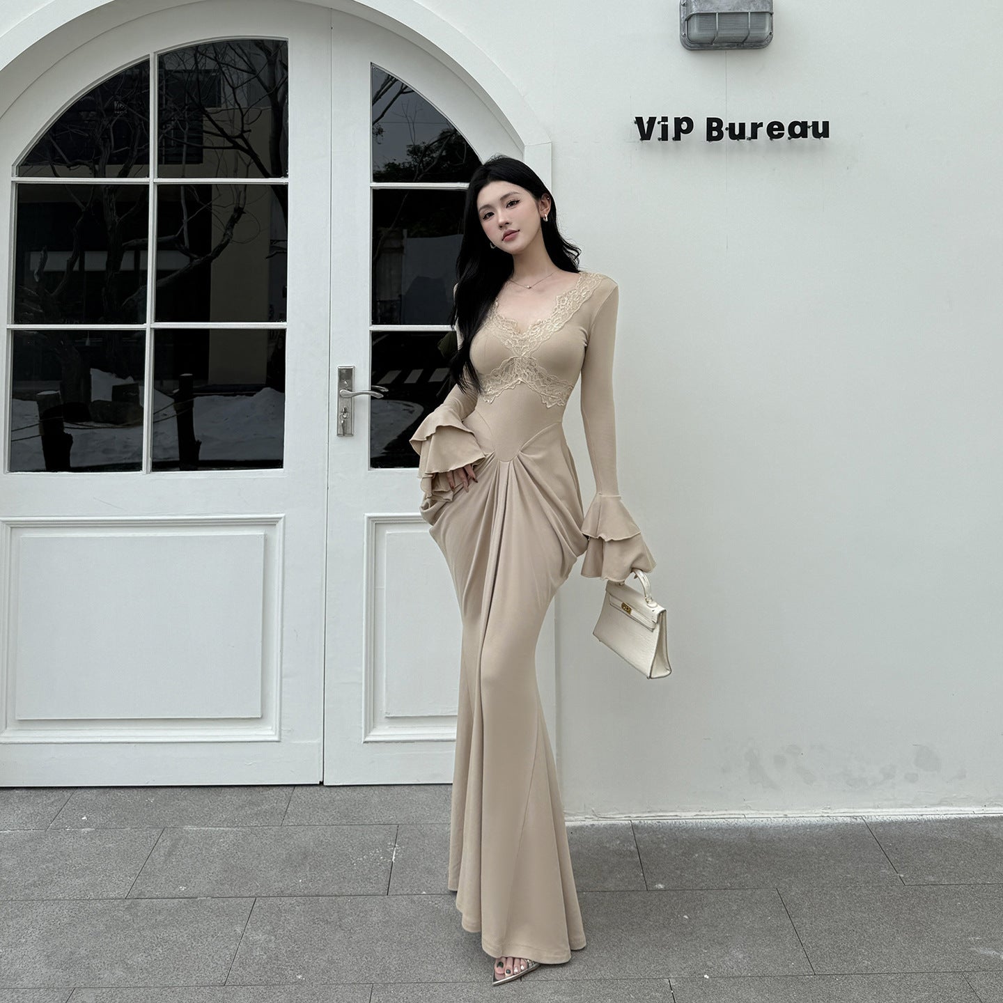 V-Neck Luxe Waist Dress