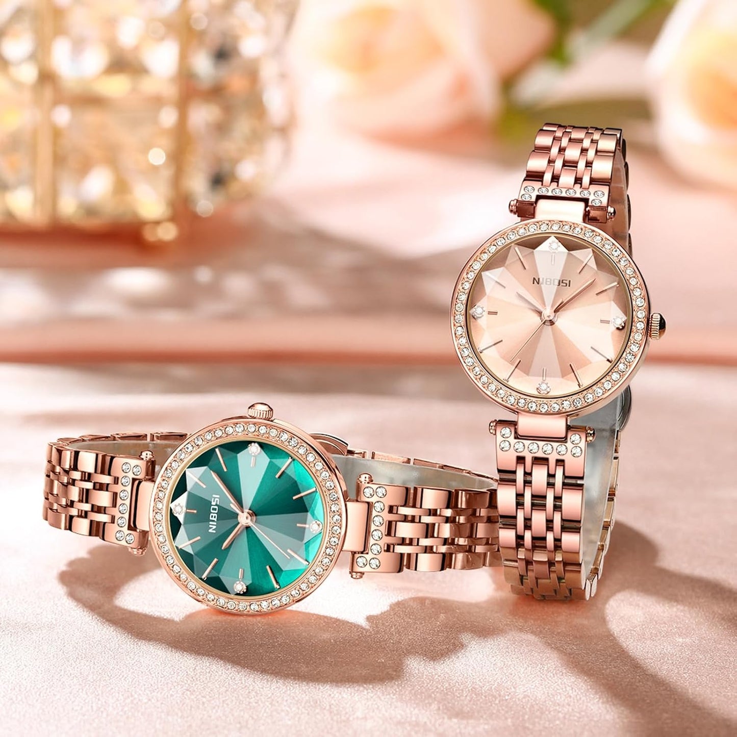 NIBOSI Watches For Women Analog Rose Gold Women's Watches for Girls&Miss&Ladies Diamond Studded with Stylish Watches Waterproof