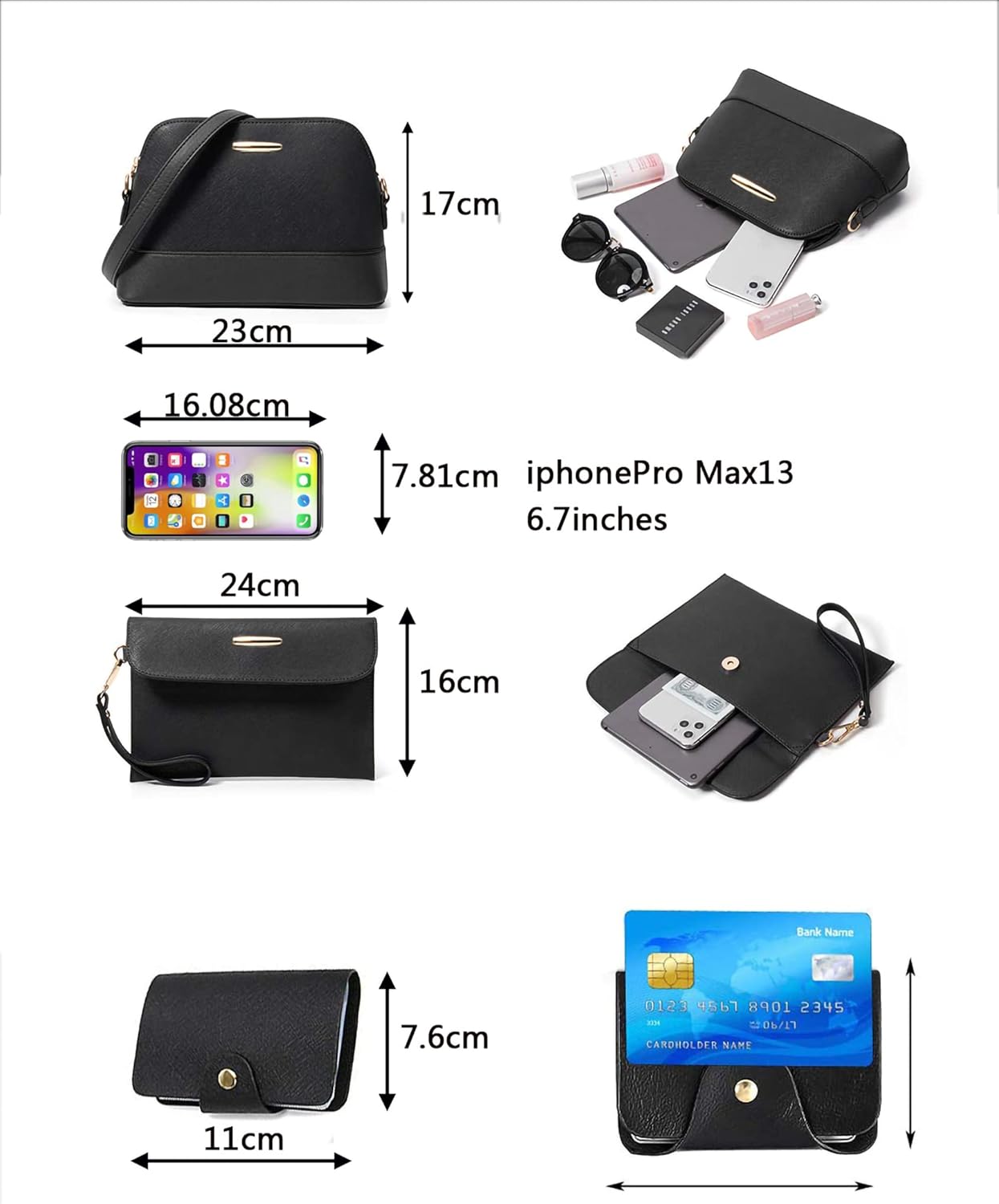 Women Fashion Handbags Wallet Tote Bag Shoulder Bag Satchel Purse Top Handle Set