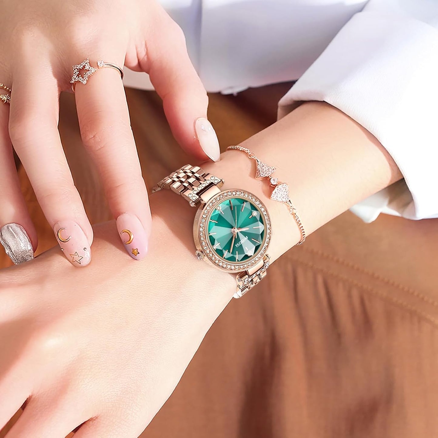 NIBOSI Watches For Women Analog Rose Gold Women's Watches for Girls&Miss&Ladies Diamond Studded with Stylish Watches Waterproof