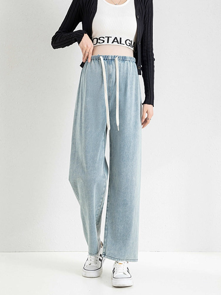Pregnant women's pants for spring and summer outerwear, loose cropped stretch free jeans, loose and slimming wide leg pants