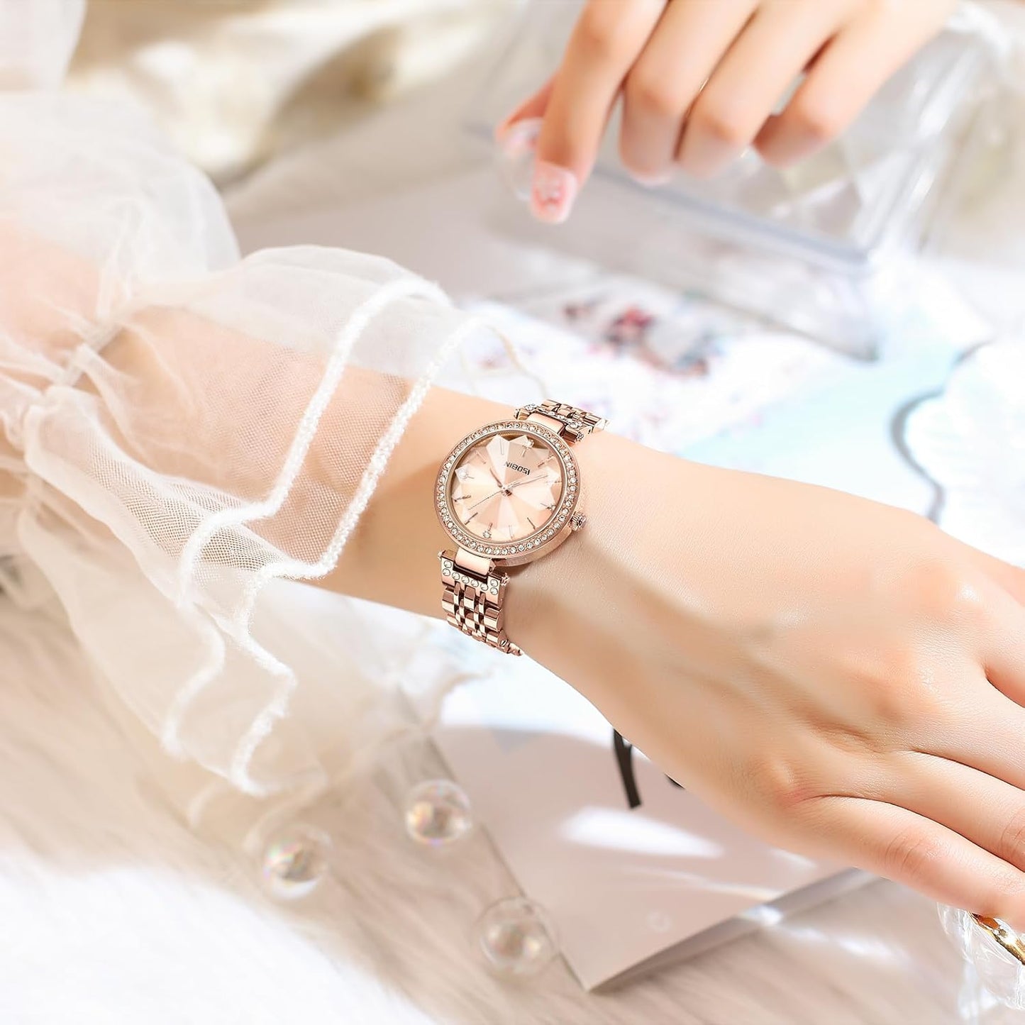 NIBOSI Watches For Women Analog Rose Gold Women's Watches for Girls&Miss&Ladies Diamond Studded with Stylish Watches Waterproof