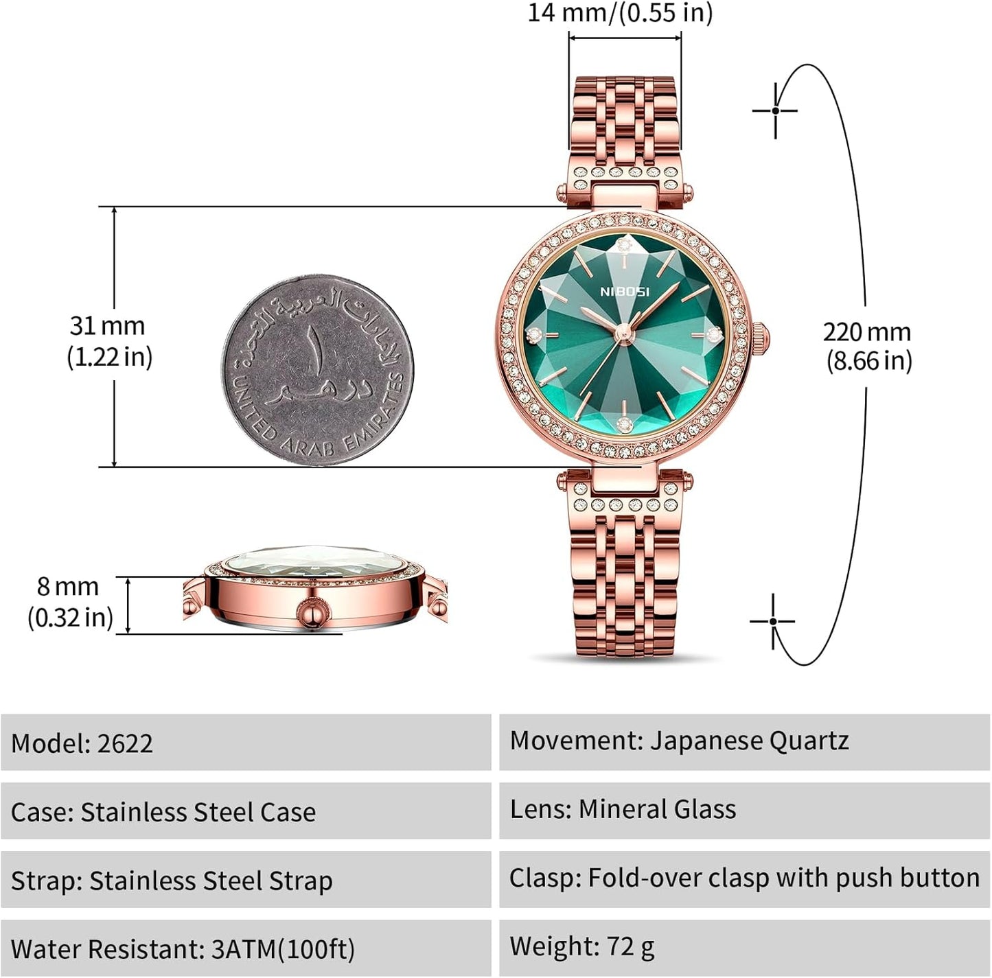 NIBOSI Watches For Women Analog Rose Gold Women's Watches for Girls&Miss&Ladies Diamond Studded with Stylish Watches Waterproof