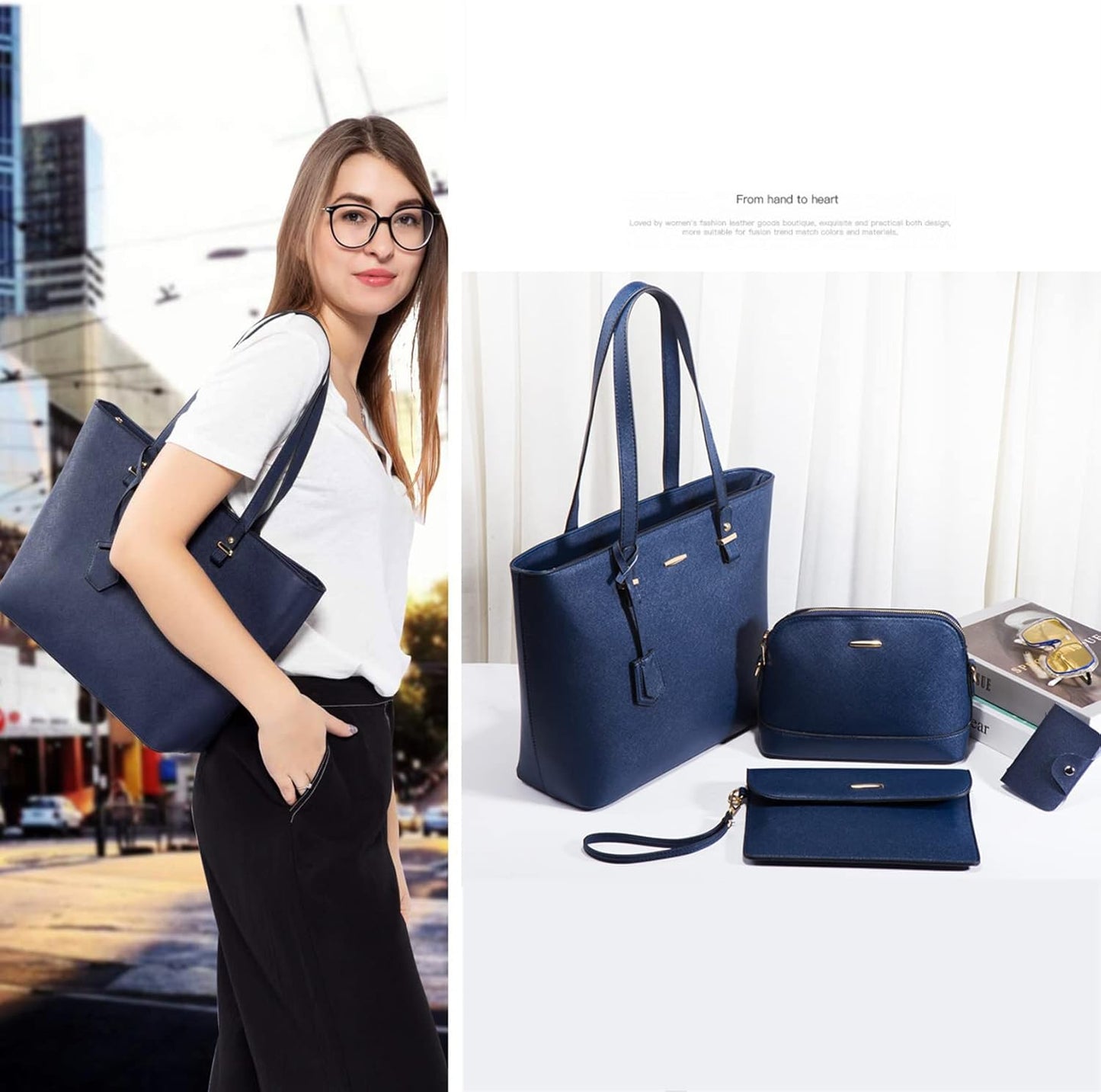 Women Fashion Handbags Wallet Tote Bag Shoulder Bag Satchel Purse Top Handle Set