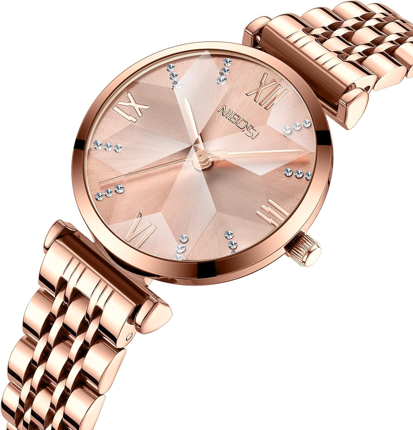 NIBOSI Watches For Women Analog Rose Gold Women's Watches for Girls&Miss&Ladies Diamond Studded with Stylish Watches Waterproof