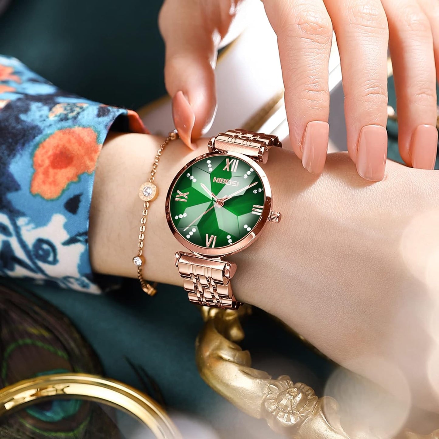 NIBOSI Watches For Women Analog Rose Gold Women's Watches for Girls&Miss&Ladies Diamond Studded with Stylish Watches Waterproof