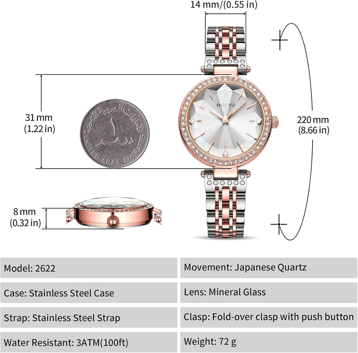 NIBOSI Watches For Women Analog Rose Gold Women's Watches for Girls&Miss&Ladies Diamond Studded with Stylish Watches Waterproof