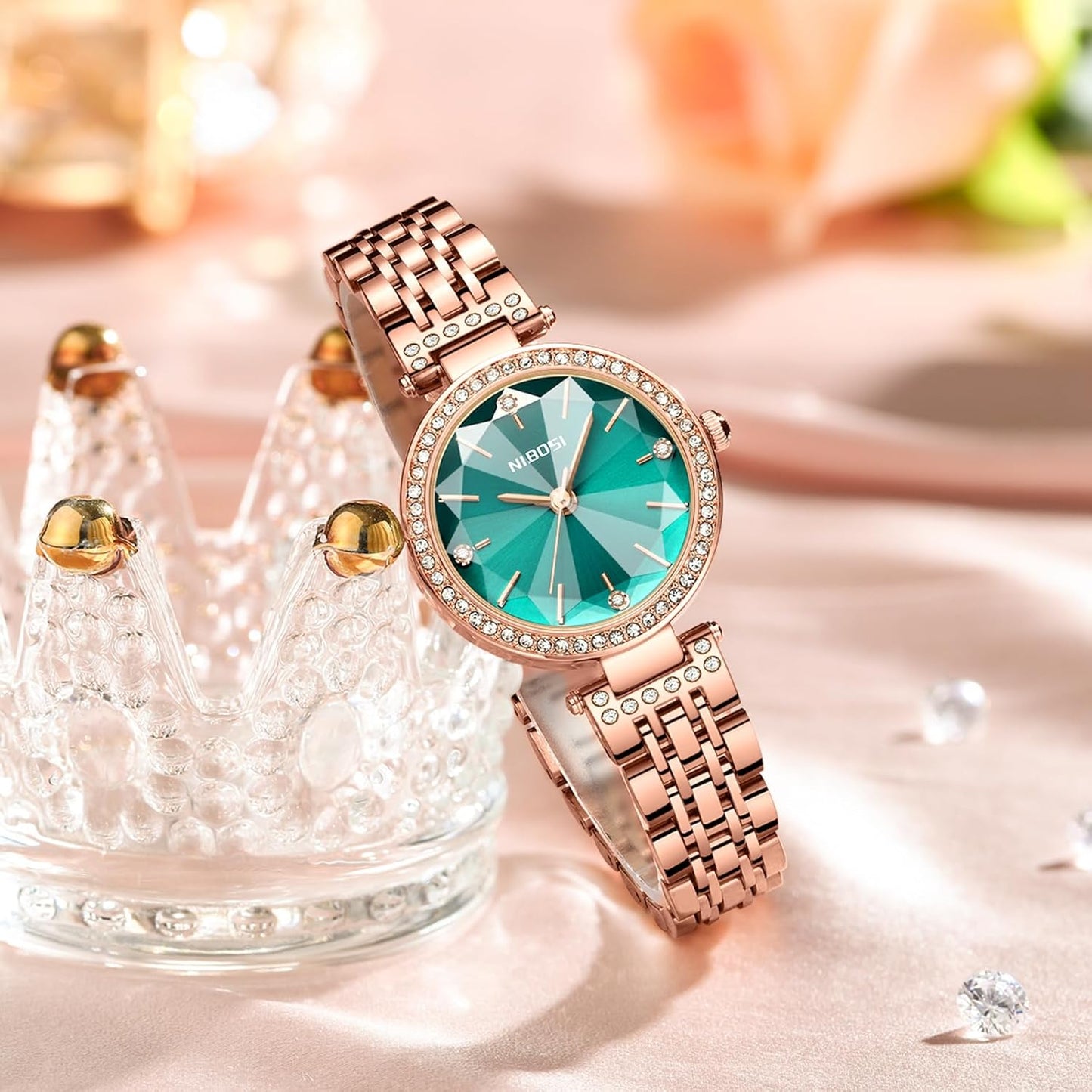 NIBOSI Watches For Women Analog Rose Gold Women's Watches for Girls&Miss&Ladies Diamond Studded with Stylish Watches Waterproof