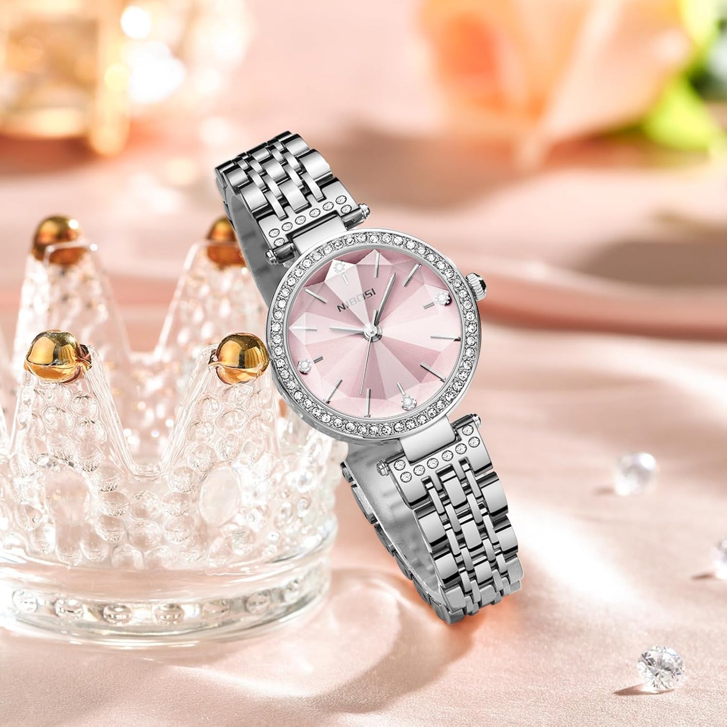 NIBOSI Watches For Women Analog Rose Gold Women's Watches for Girls&Miss&Ladies Diamond Studded with Stylish Watches Waterproof
